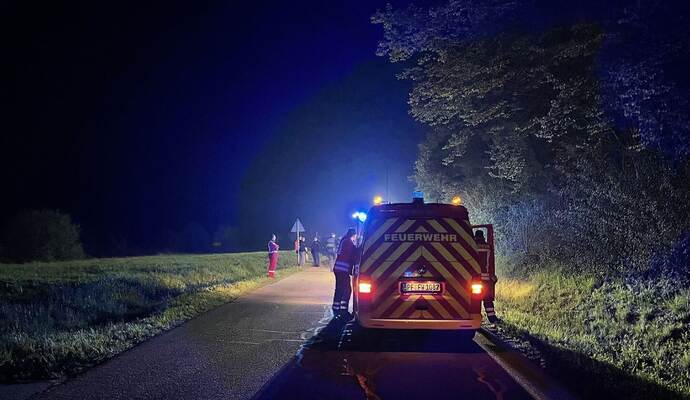 Niefern: PKW kommt von Fahrbahn ab ueberschlaegt sich und Brennt 