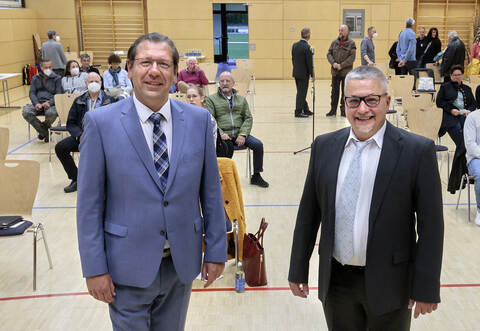 Amtsinhaber Michael Schmidt (links) und Alexander Pohl kandidieren für das Amt des Neulinger Bürgermeisters. Die Wahl findet am 8. Mai statt.