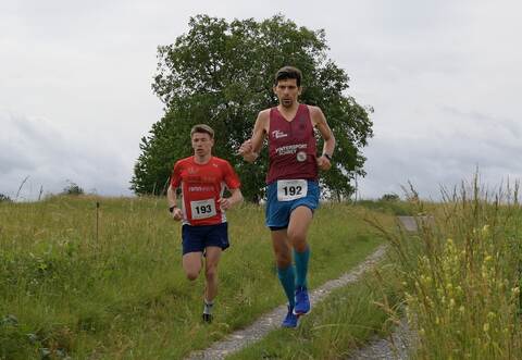 Jens Santruschek (rechts) und Dominik Hahn bei der Premiere des Pfinzquellenlaufs im vergangenen Jahr.