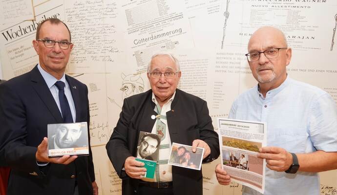 Voller Vorfreude: Präsident Frank Schneider (von links), Ehrenpräsident Hans A. Hey und Geschäftsführer Adalbert Bangha hoffen auf viele Gäste beim Jubiläumskonzert der Gottlob-Frick-Gesellschaft am 15. Oktober.