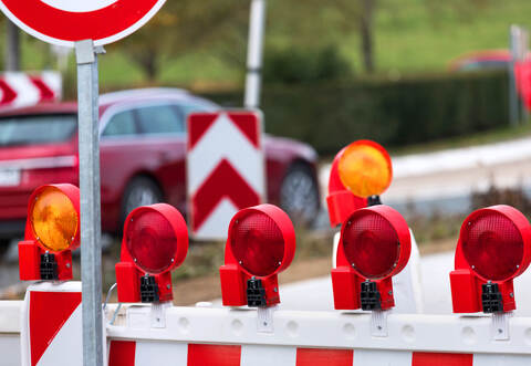 Construction site roadblock