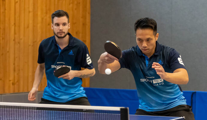 Nur Hai Khanh Nguyen (rechts) und Kevin Valentin konnten ihr Doppel für Kleinsteinbach/Singen gegen Kuppingen II gewinnen.