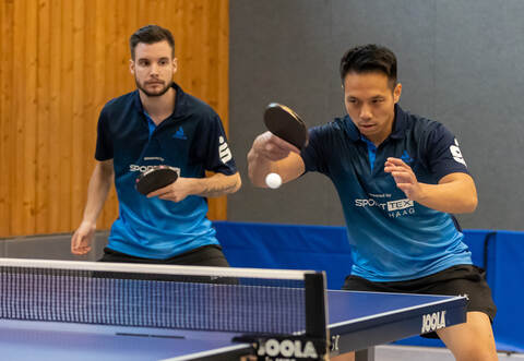 Nur Hai Khanh Nguyen (rechts) und Kevin Valentin konnten ihr Doppel für Kleinsteinbach/Singen gegen Kuppingen II gewinnen.