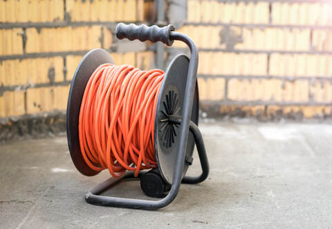 Electrical power extension cable reel at the repairs site