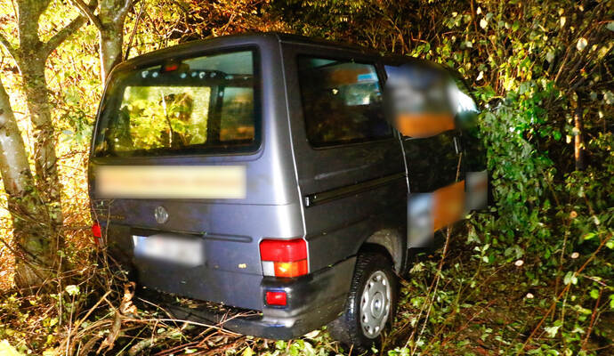 Laut Polizei kam das Auto in einem Haselnussstrauch zum Stehen.