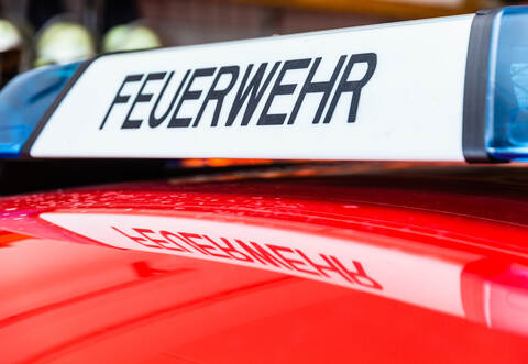 Bluelights and siren on german fire engine