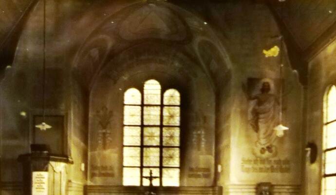 So sah die Kirche in Aichelberg bis zu Renovierungsarbeiten Mitte der 1960er-Jahre aus. So sah die Kirche in Aichelberg bis zu Renovierungsarbeiten Mitte der 1960er-Jahre aus.