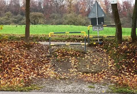 Der Überweg mit Blick auf die Landesstraße ist nicht sicher.