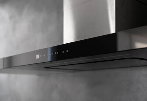State of art sleek technological black exhaust hood