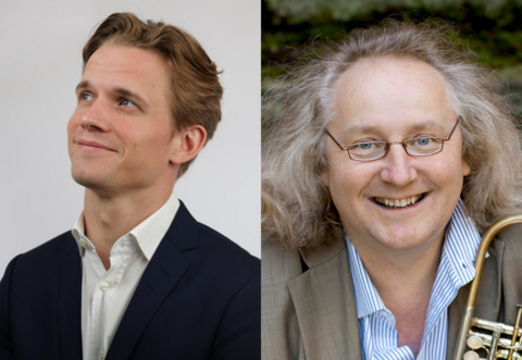 Links: Schon in jungen Jahren sehr erfolgreich: Dirigent Valentin Egel (29). Drazen Sokcevic. Rechts: Häufiger Gast beim SWDKO: Trompeter Reinhold Friedrich. Thorsten Jansen