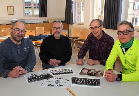 Schriftführer Thomas Riexinger (von links), Dirigent Ernst Eberlein, Vorsitzender Bernd Ayasse und Stellvertreter Sven Osswald freuen sich aufs Jubiläum.