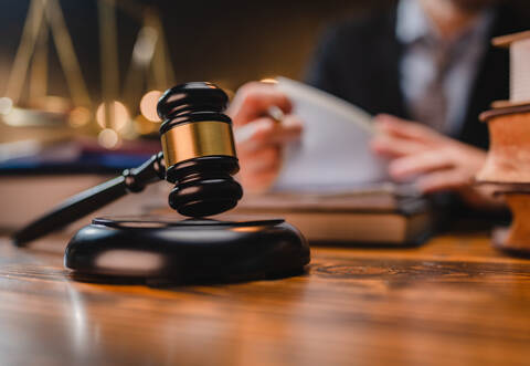 law and authority lawyer concept, judgment gavel hammer in court courtroom for crime judgement legislation and judicial decision