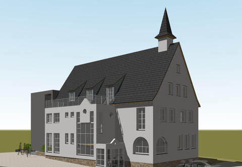 Die Konzeption der Boger Architekten liegt vor: Im Bild zu sehen ist die Visualisierung des modernisierten Rathauses.