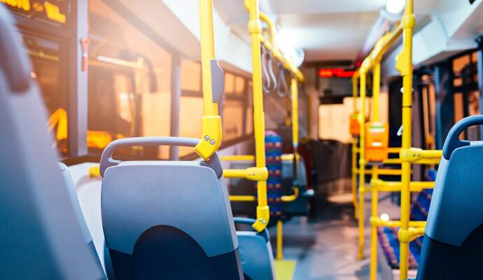 Modern city bus interior and seats