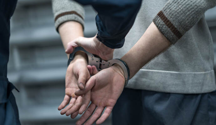 handcuffing the arrested person. Implementation of the arrest