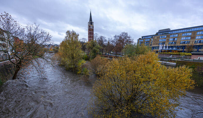 Hochwasser Nagold Auerbrücke