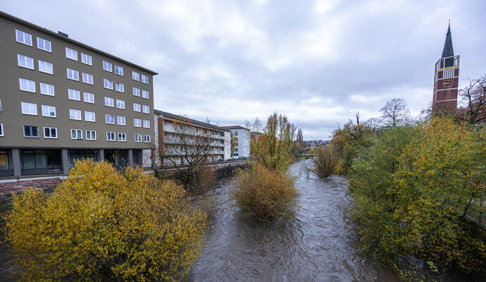 Hochwasser Nagold Auerbrücke