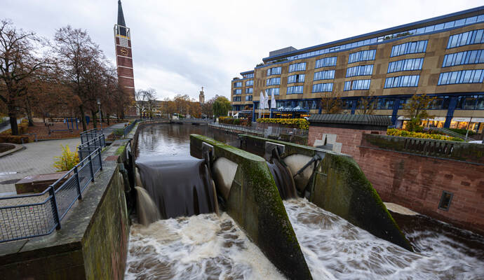 Hochwasser Enz Nonnenmühlwehr
