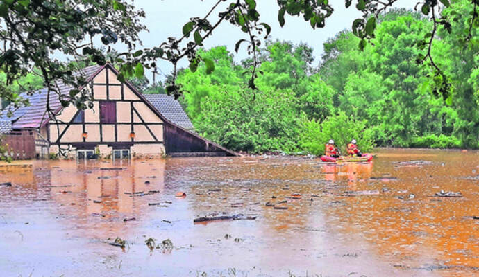 Der Bereich ums Ölbronner „Bahnhöfle“ ist im Juni 2016 komplett abgesoffen.