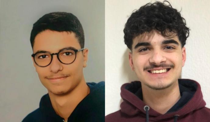 Der 17-jährige Adham Alnakeshbandi (links) freut sich sehr über die Förderung durch das Programm. Neben ihm, voller Zuversicht angesichts von Türen, die ihm das Programm geöffnet hat: Der 16-jährige Marius Younan.