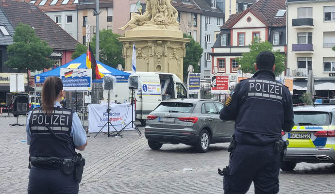 Mannheimer Marktplatz - Polizeieinsatz