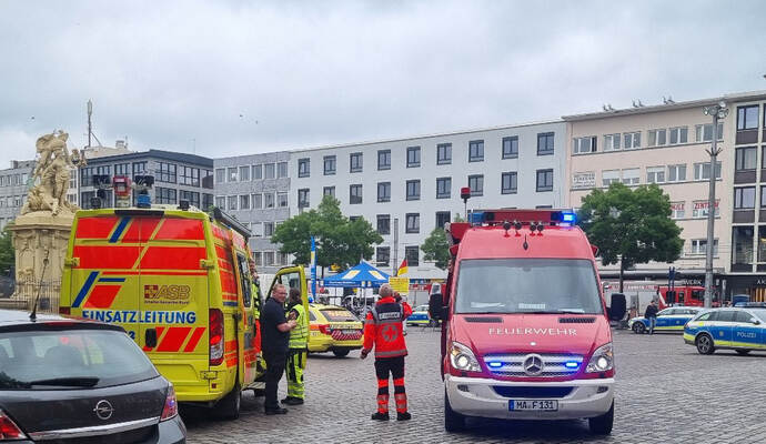 Mannheimer Marktplatz - Polizeieinsatz