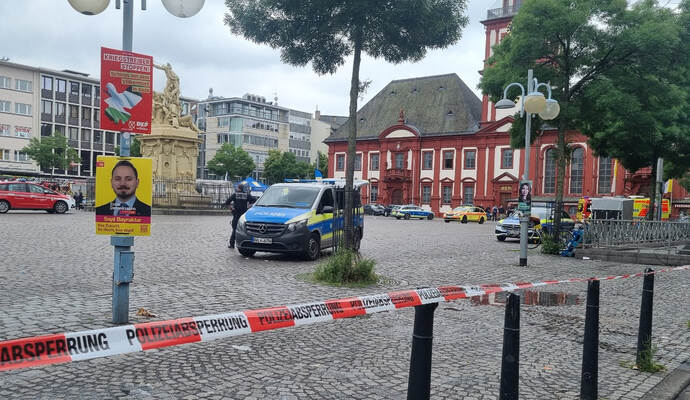 Mannheimer Marktplatz - Polizeieinsatz