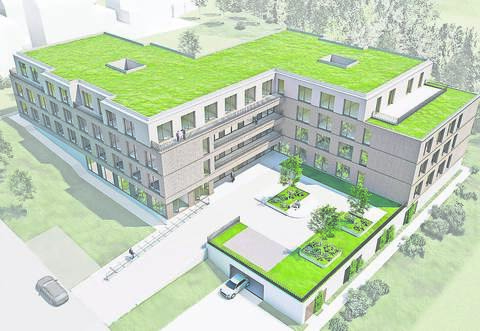 Die fünf Ebenen des Seniorenzentrums verschwinden teils im Hang. Auf dem Dach soll es noch Photovoltaik geben.