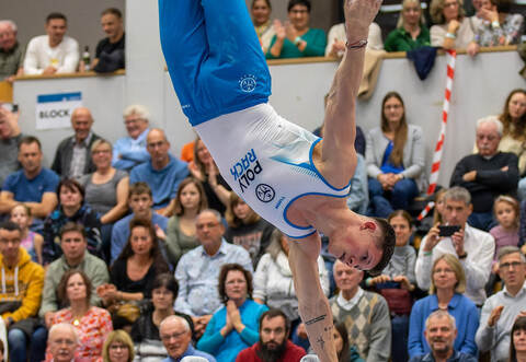 Am Pauschenpferd und allen anderen fünf Geräten war Illia Kovtun zum Start der DTL-Saison im Einsatz. Der Mehrkampf-Vierte der Olympischen Spielen von Paris holte 26 Score-Punkte fürs Straubenhardter Team. Archivbild: Ralf Becker